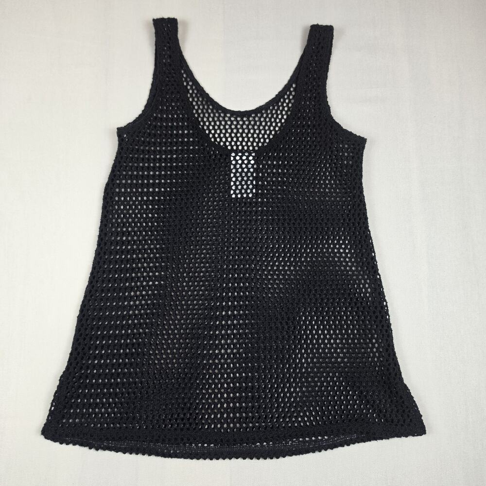 Art Class Black Crochet Mesh Tank Cover Up Sleeveless Swim Beach Top XS 4/5